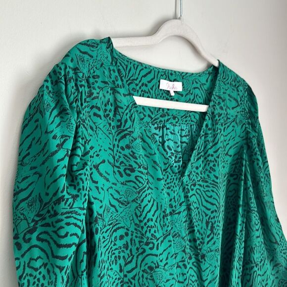 Parker JADED JAGUAR Arya Animal Print Wrap Blouse, US Small - Picture 4 of 11